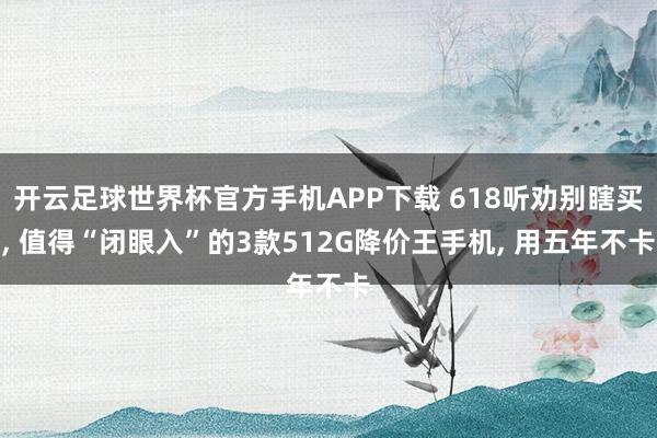 开云足球世界杯官方手机APP下载 618听劝别瞎买, 值得“闭眼入”的3款512G降价王手机, 用五年不卡