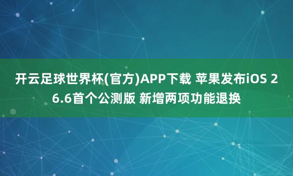 开云足球世界杯(官方)APP下载 苹果发布iOS 26.6首个公测版 新增两项功能退换
