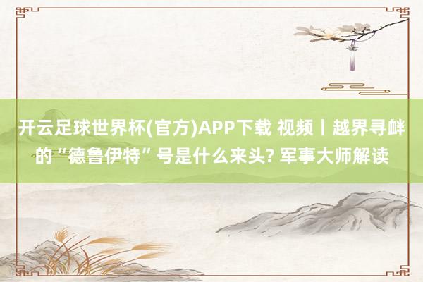 开云足球世界杯(官方)APP下载 视频丨越界寻衅的“德鲁伊特”号是什么来头? 军事大师解读