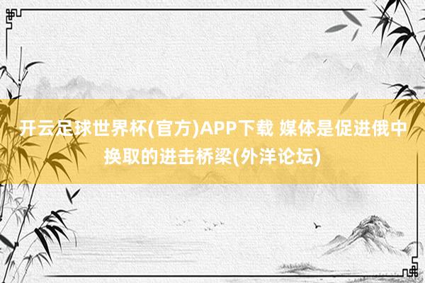 开云足球世界杯(官方)APP下载 媒体是促进俄中换取的进击桥梁(外洋论坛)