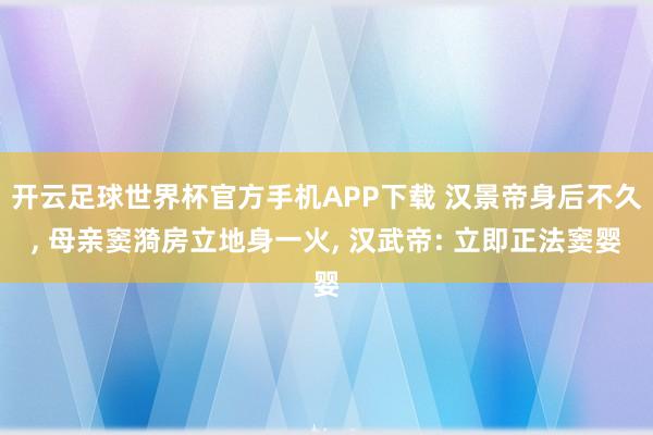 开云足球世界杯官方手机APP下载 汉景帝身后不久, 母亲窦漪房立地身一火, 汉武帝: 立即正法窦婴