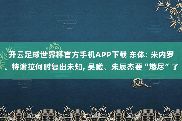 开云足球世界杯官方手机APP下载 东体: 米内罗、特谢拉何时复出未知, 吴曦、朱辰杰要“燃尽”了