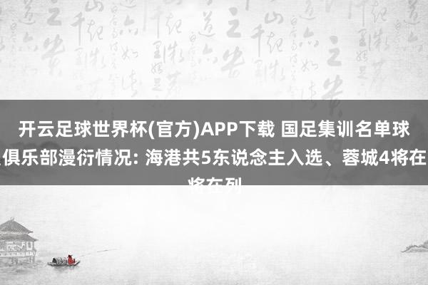 开云足球世界杯(官方)APP下载 国足集训名单球员俱乐部漫衍情况: 海港共5东说念主入选、蓉城4将在列