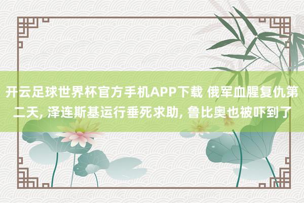 开云足球世界杯官方手机APP下载 俄军血腥复仇第二天, 泽连斯基运行垂死求助, 鲁比奥也被吓到了