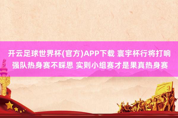 开云足球世界杯(官方)APP下载 寰宇杯行将打响 强队热身赛不睬思 实则小组赛才是果真热身赛