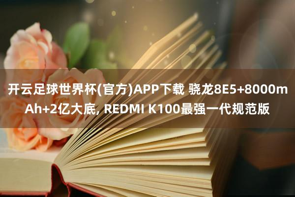 开云足球世界杯(官方)APP下载 骁龙8E5+8000mAh+2亿大底， REDMI K100最强一代规范版