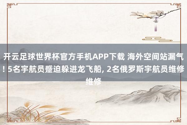 开云足球世界杯官方手机APP下载 海外空间站漏气! 5名宇航员蹙迫躲进龙飞船， 2名俄罗斯宇航员维修