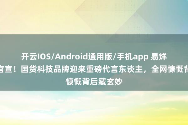 开云IOS/Android通用版/手机app 易烊千玺陡然官宣！国货科技品牌迎来重磅代言东谈主，全网慷慨背后藏玄妙