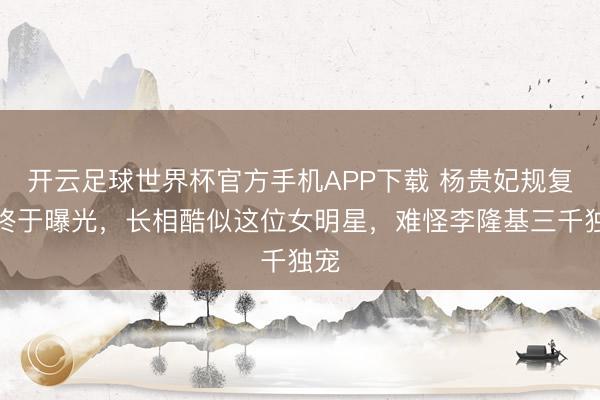 开云足球世界杯官方手机APP下载 杨贵妃规复图终于曝光，长相酷似这位女明星，难怪李隆基三千独宠