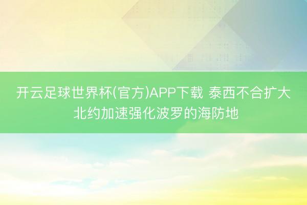 开云足球世界杯(官方)APP下载 泰西不合扩大 北约加速强化波罗的海防地