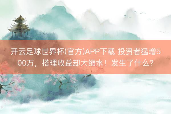 开云足球世界杯(官方)APP下载 投资者猛增500万，搭理收益却大缩水！发生了什么？