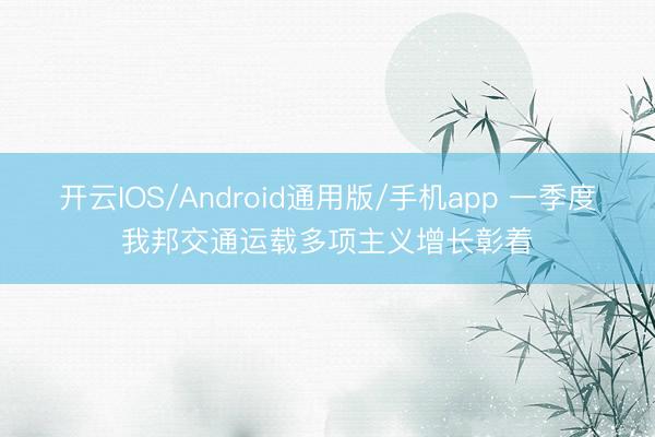 开云IOS/Android通用版/手机app 一季度我邦交通运载多项主义增长彰着