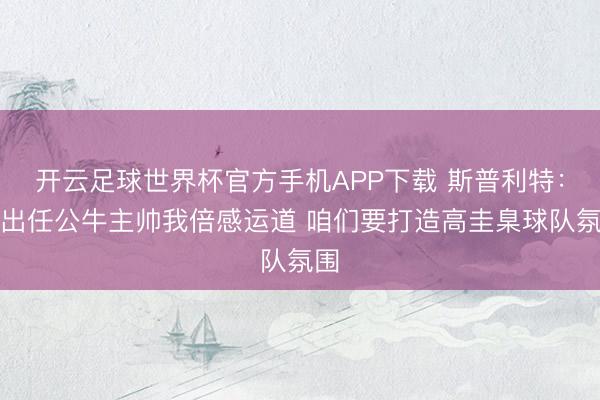 开云足球世界杯官方手机APP下载 斯普利特：能出任公牛主帅我倍感运道 咱们要打造高圭臬球队氛围